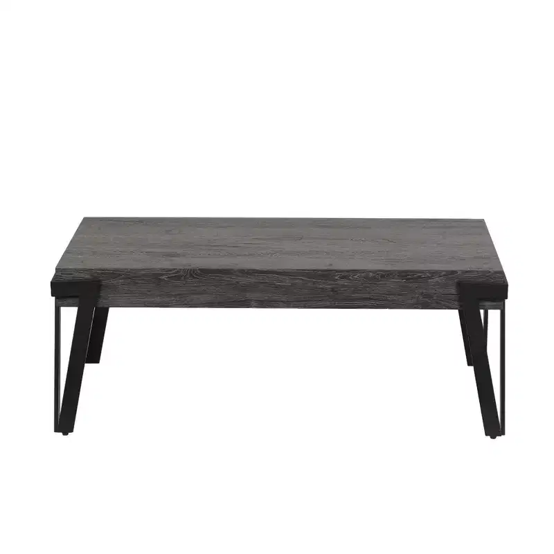 LuxenHome Gray Oak Manufactured Wood and Metal 43-Inch Wide Coffee Table Black