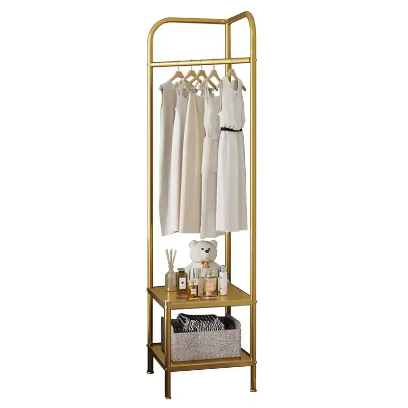 74.8in Corner Coat Rack with Shelves, Modern Metal Freestanding Garment Rack for Hallway Entryway Bedroom Living Room Office