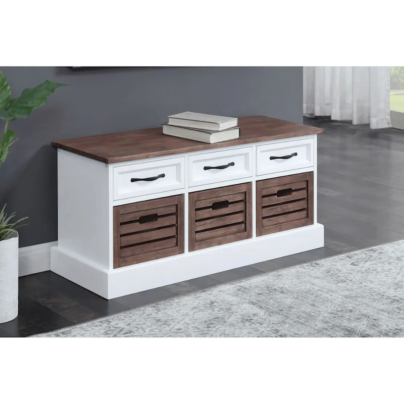 Paola Traditional Wood Cabinet with Baskets
