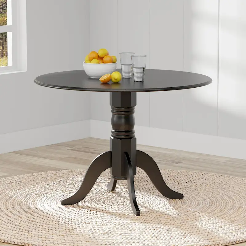 3-Piece Dining Set, 42 Round Drop-Leaf Table and Cross Back Chairs