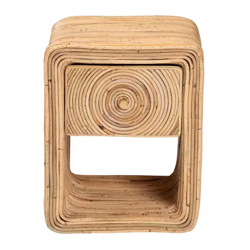 Natural Rattan 1-Drawer Nightstand
