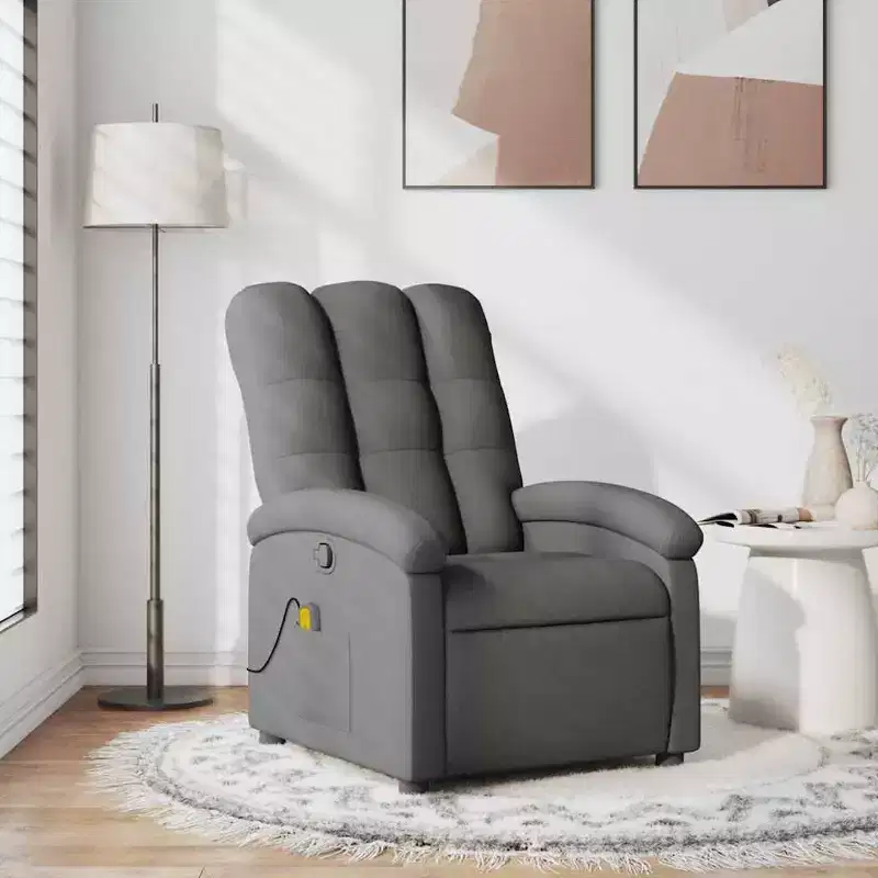 vidaXL Massage Recliner Chair, Adjustable Backrest & Footrest - Dark Gray