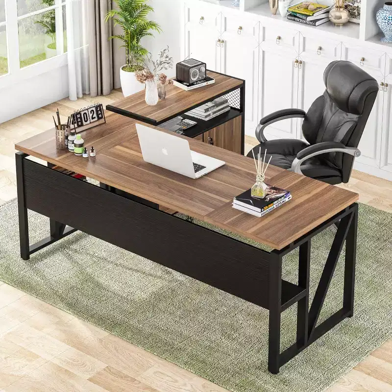 Lantine 63 L Shaped Executive Desk with Drawer Cabinet