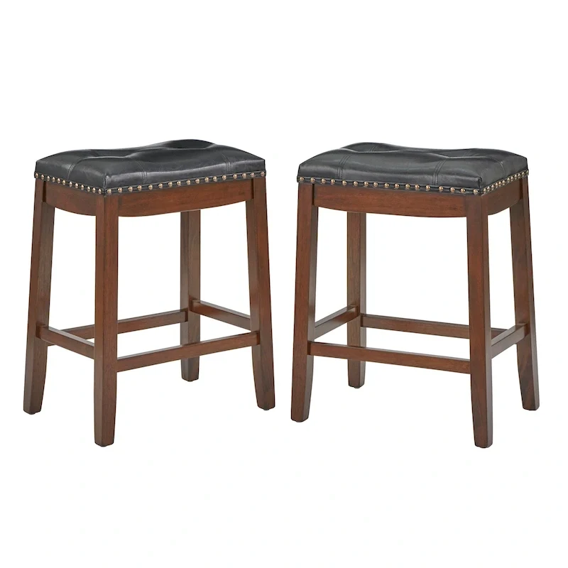 29-Inch Padded Bar Height Saddle Stools Set of 2 | Counter Height Barstool