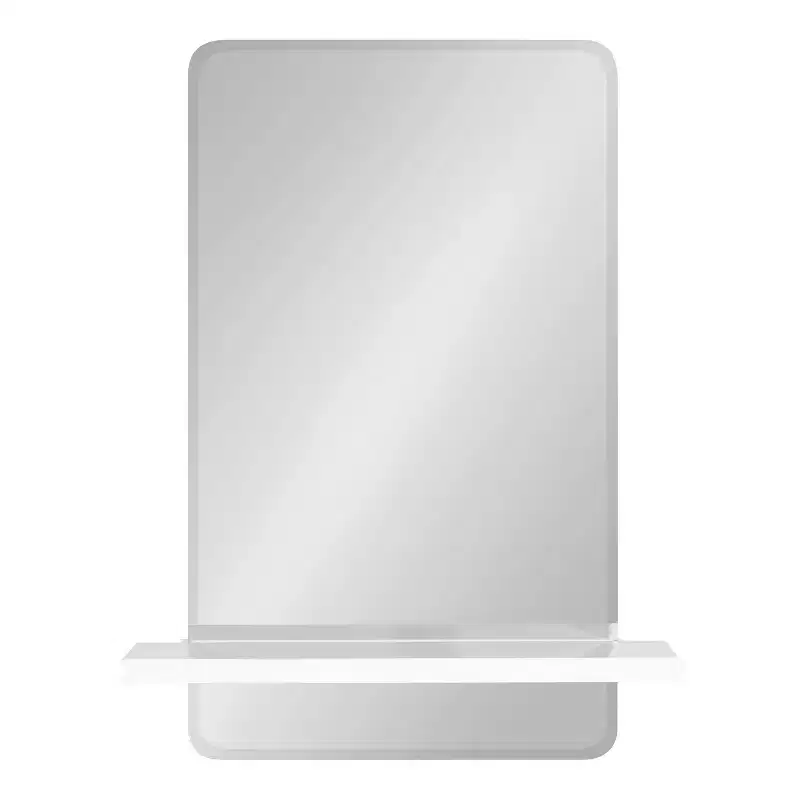 22" x 30" Fosset Frameless Mirror with Shelf White - Kate & Laurel All Things Decor: Chic Bathroom Vanity, Wall Mount