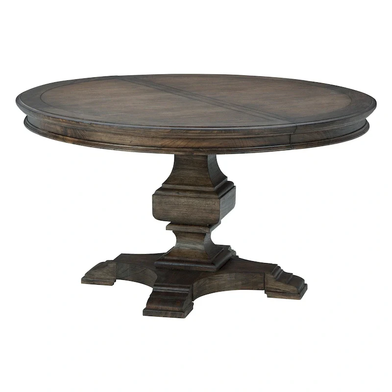 Java Brown Extendable Round Pedestal Dining Table, Seats 6