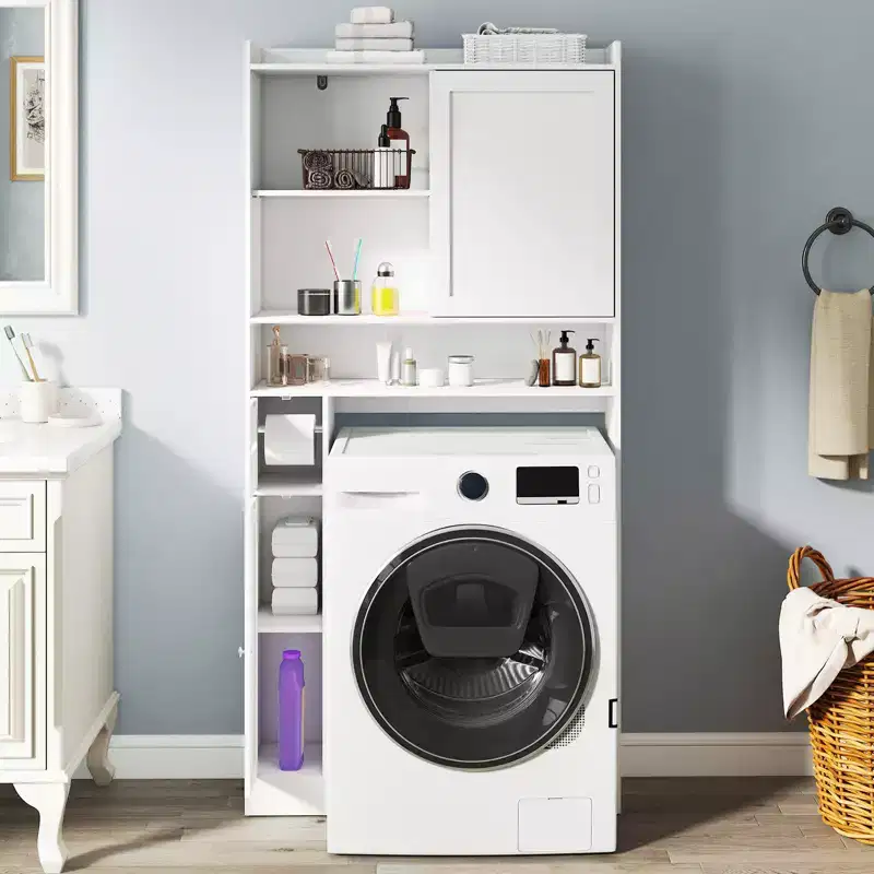 Over the Toilet Cabinet Space-saving Bathroom Storage Organizer w/ Sliding Door