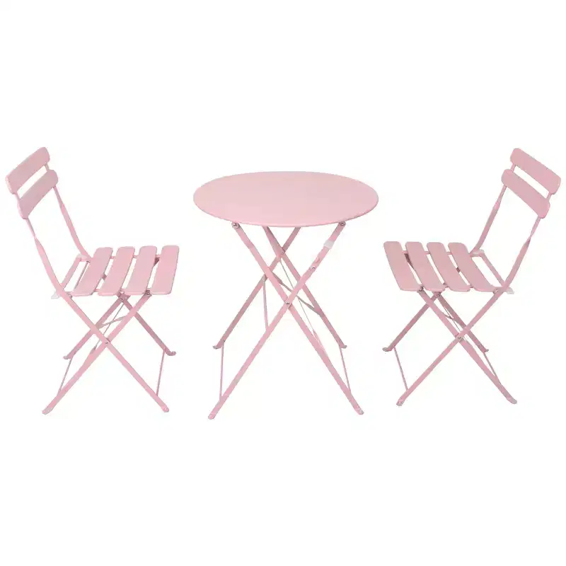 3 Pieces Patio Bistro Balcony Metail Chair Table Set