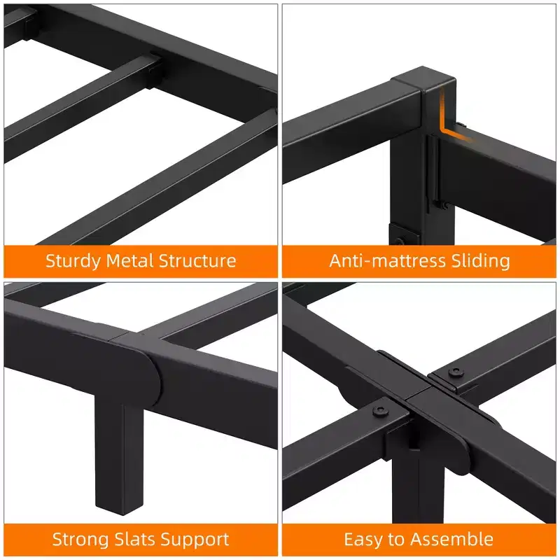 Bed Frame,Metal Platform Bed Frame with Steel Slats Support, 6 Inch Tall, No Box Spring Needed, Easy Assembly