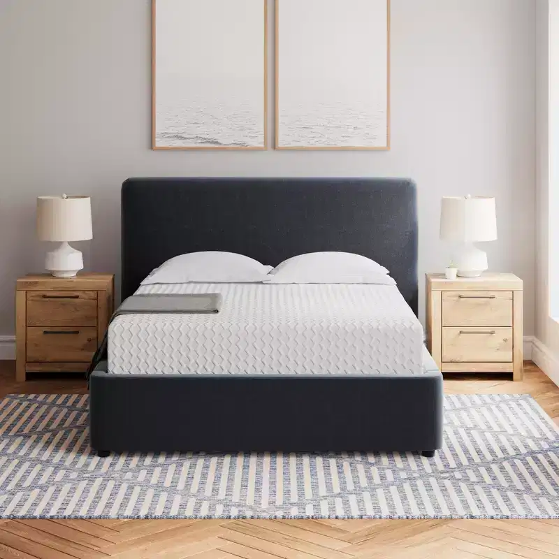 Signature Design by Ashley 12 Inch Chime Medium Firm Charcoal Gel & Green Tea Infused Memory Foam Mattress for Pressure Relief