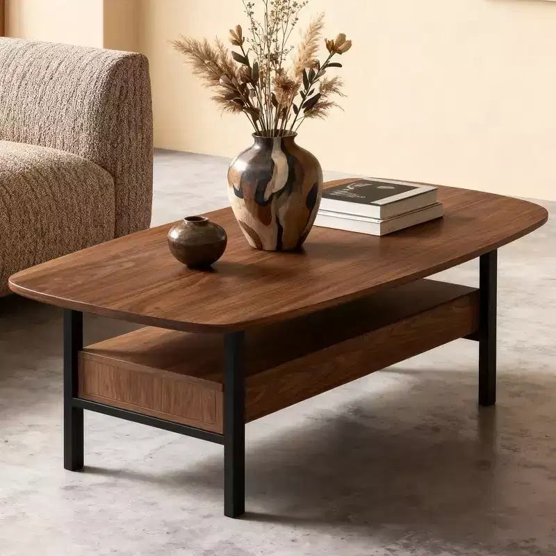 Gaoyangjiaju 47.2 Inch Wooden Coffee Table with Storage Drawers