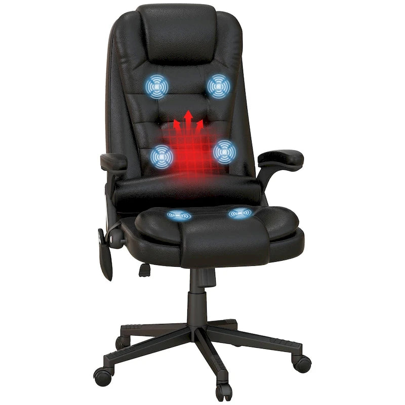 High Back Vibration Massage Office Chair with 6 Vibration Points, Beige