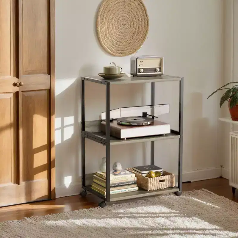 3-Tier Printer Stand P2 Particleboard Washed Gray Combo A+B 15.7x12x25.6 Inches