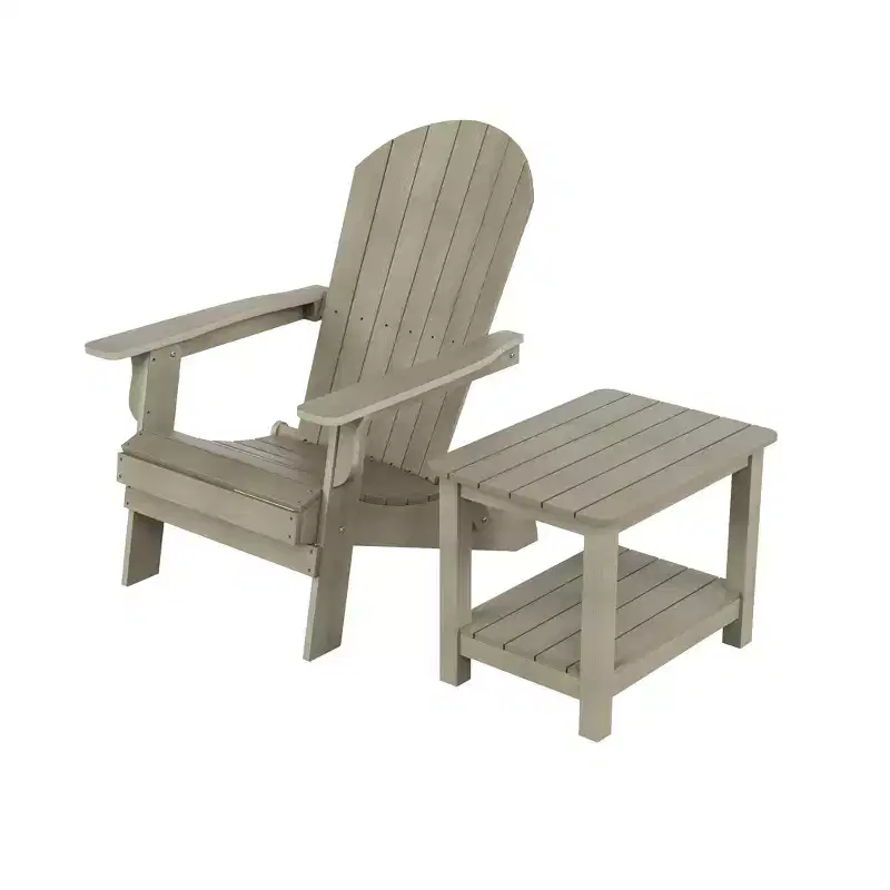 WestinTrends Tuscany HIPSOutdoorPatioFoldingAdirondackChair with Side Table (2-Piece Set)