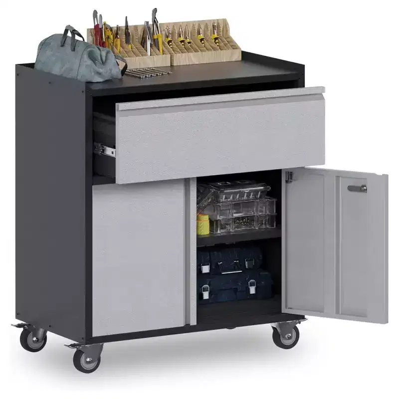 Garvee Rolling Tool Cabinet, Heavy Duty Toolbox with Wheels and Drawers for Garage, Office, Black/Gray