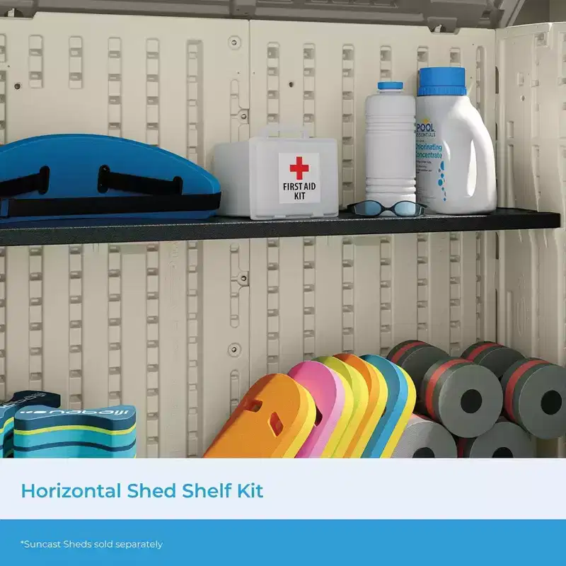 4 Pack Horizontal Shed Shelf Space Saving Wall Outdoor Storage Black