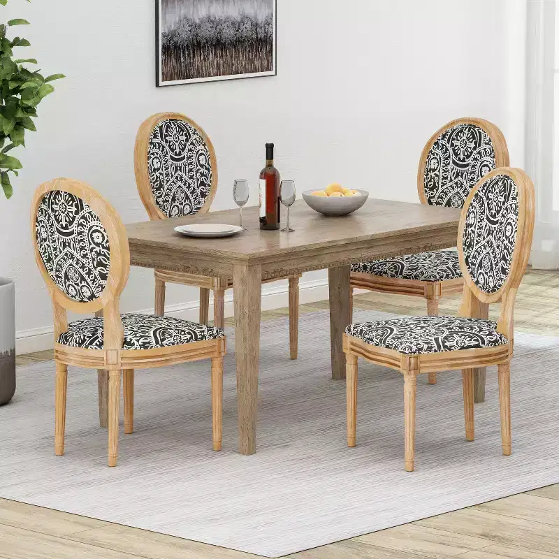 GDFStudio Newman Traditional Upholstered Rubberwood Dining Chairs (Set of 4)