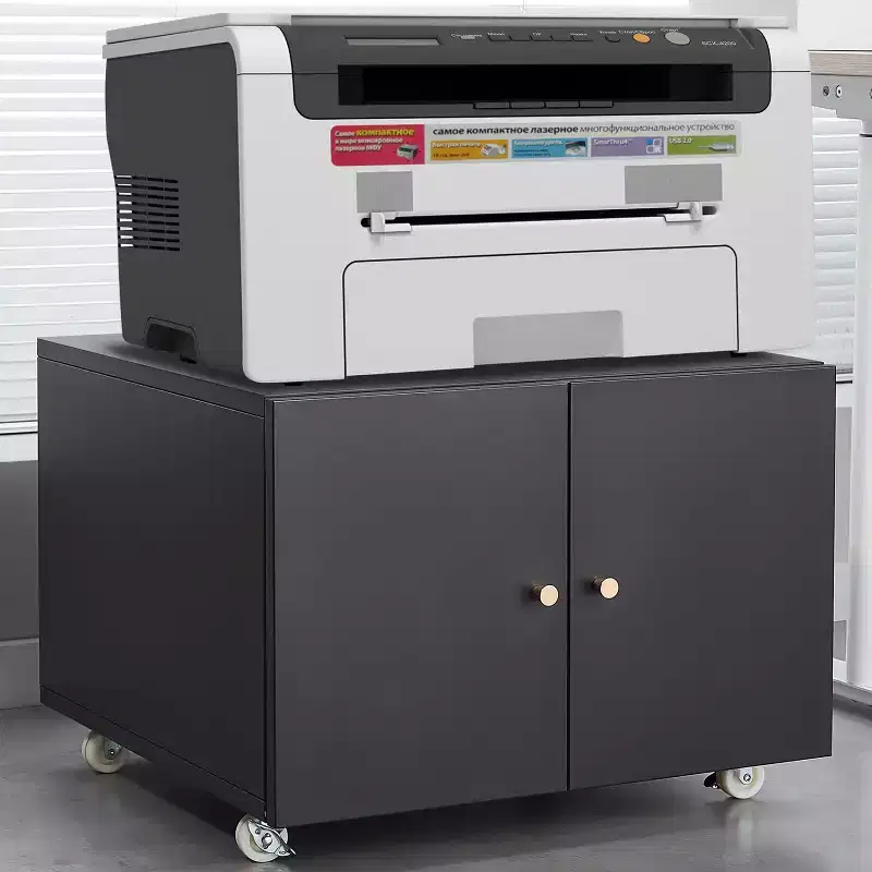 Printer Stand with Storage, Copier Printer Cabinet with 2 Doors Mobile Steel File Cabinet Rolling Storage Cabinet on Wheels for Home Office