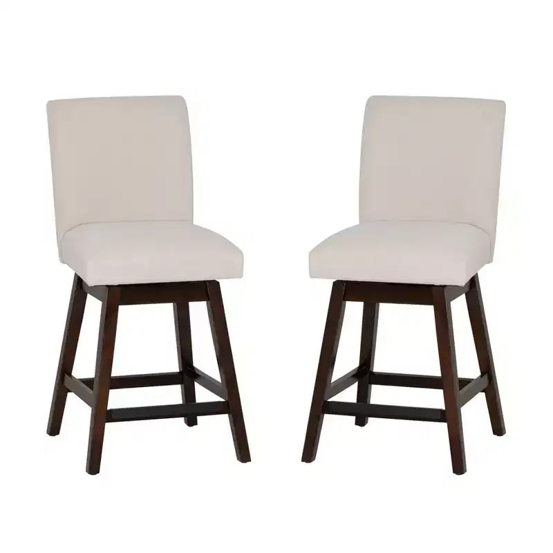 Linon Set of 2 Cyrus Swivel Counter Height Barstools Natural