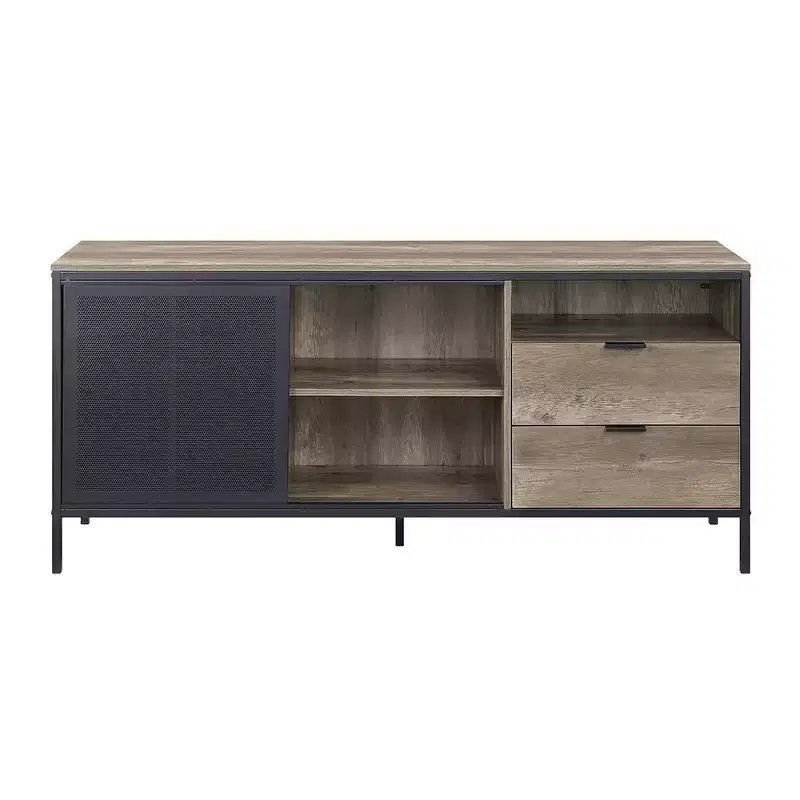Acme Furniture Nantan TV Stand for TVs up to 60" Rustic Oak/Black Finish