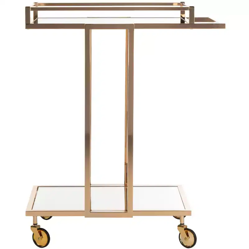 Capri 2 Tier Rectangle Bar Cart - BCT8003A - Gold/Mirror - Safavieh