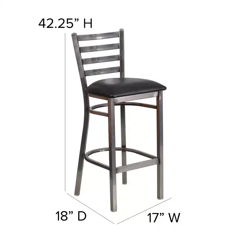 2 Pack Clear Coated Ladder Back Metal Restaurant Barstool