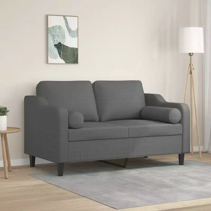 2-Seater Sofa with Throw Pillows Accent Loveseat for Living Room Fabric