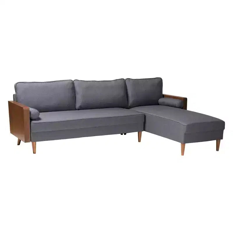 Baxton Studio Harleson Fabric and Wood Right Facing Sectional Sofa