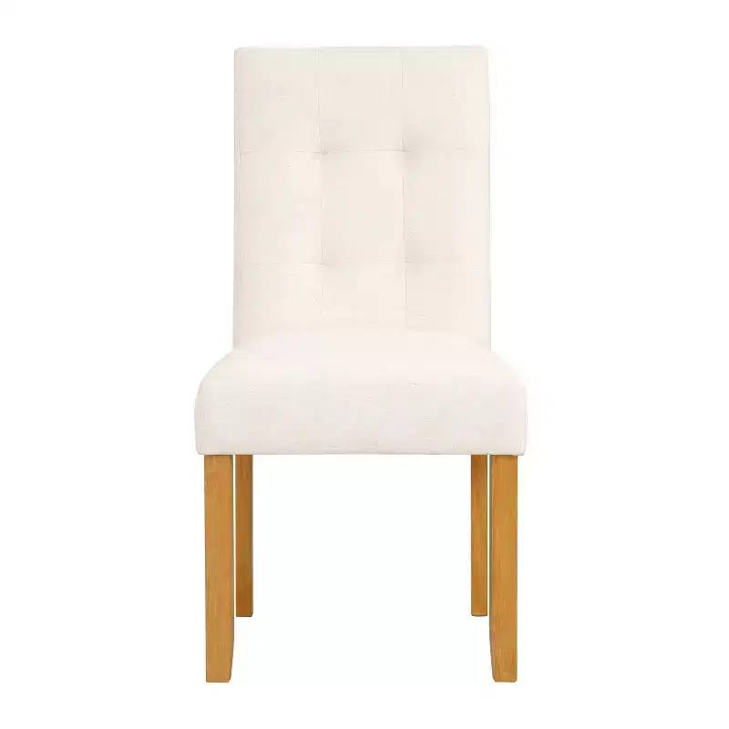 Set of 2 Tufted Back Dining Chairs, Plywood Frame, Polyester Upholstery