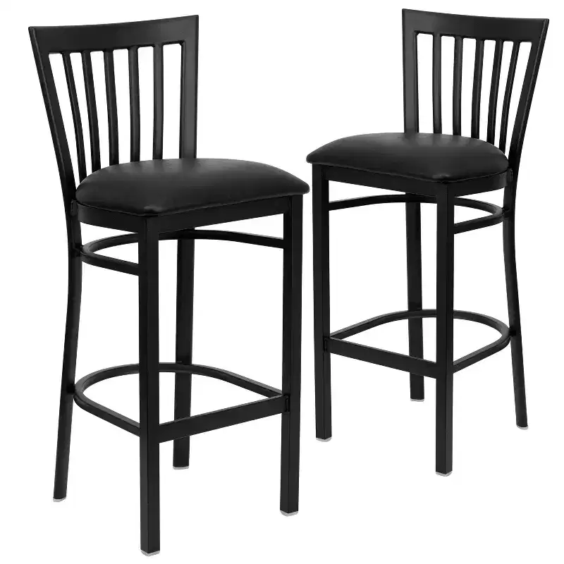 Emma and Oliver 2 Pack School House Back Metal Restaurant Barstool