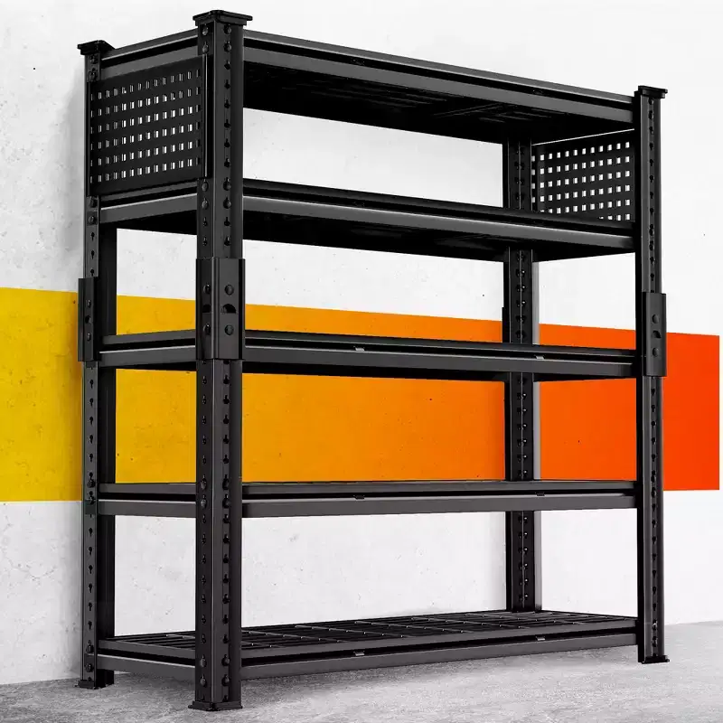 Heavy Duty Garage Storage Shelving 48 x 24 x 72 Inch, 5-Tier Metal Rack with Wire Grid Shelves, Black