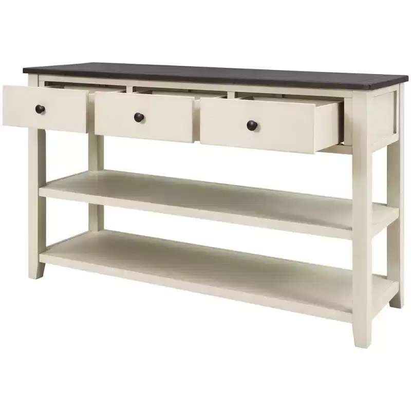 Whisen Modern Design Console Table with 3 Drawers and 2 Open Shelves