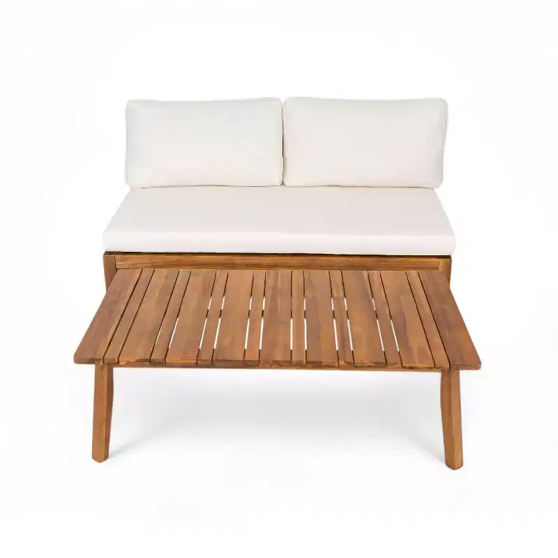 Christopher Knight Home Simms Outdoor Slatted Design Acacia Wood Loveseat and Coffee Table Chat Set