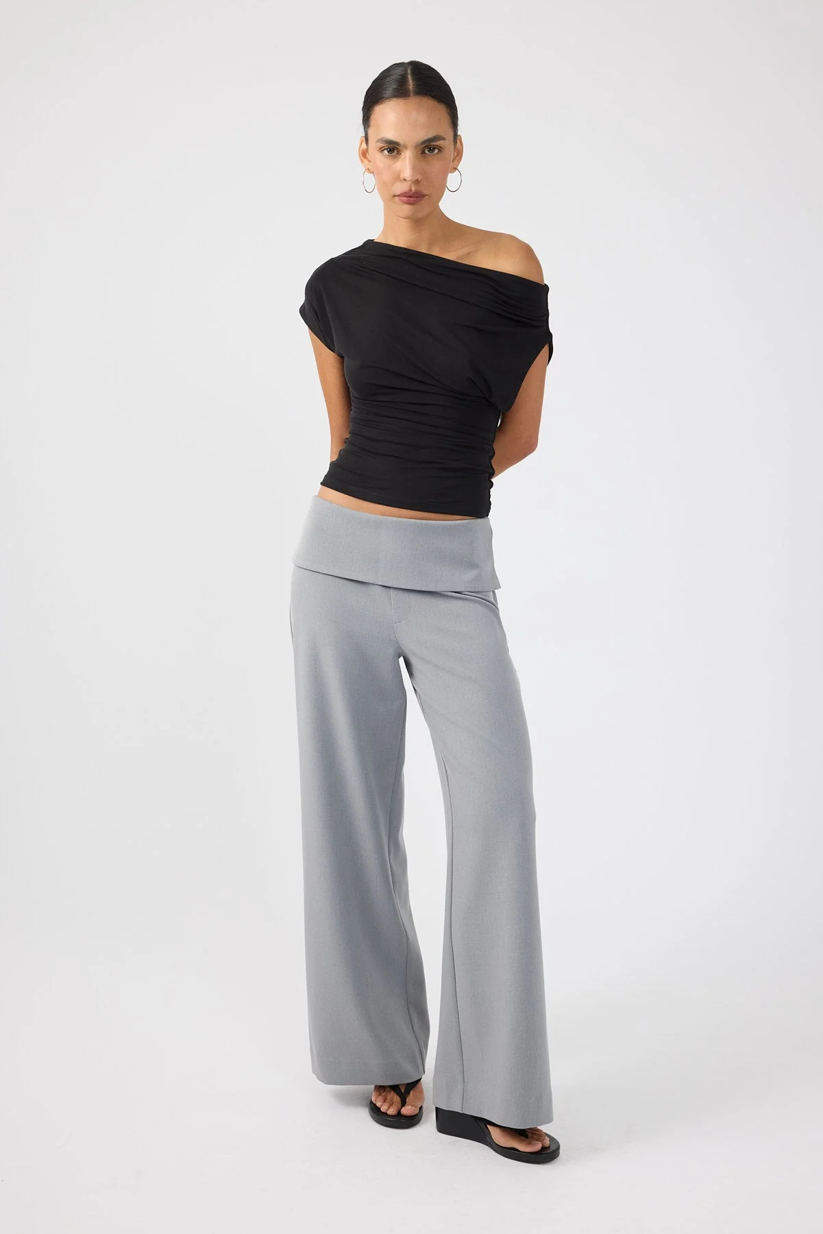 Fold Over Pant Grey
