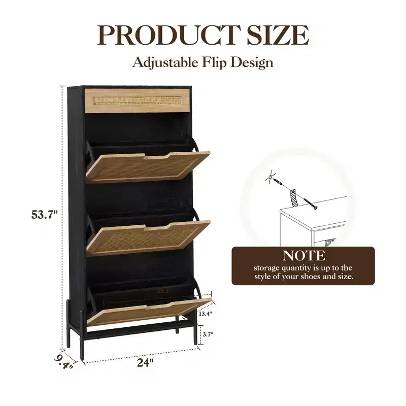 Shoe Storage with 3 Flip Doors,Shoe Cabinet with Adjustable Shelf,Shoe Organizer Cabinet for Entryway, Hallway, Living Room