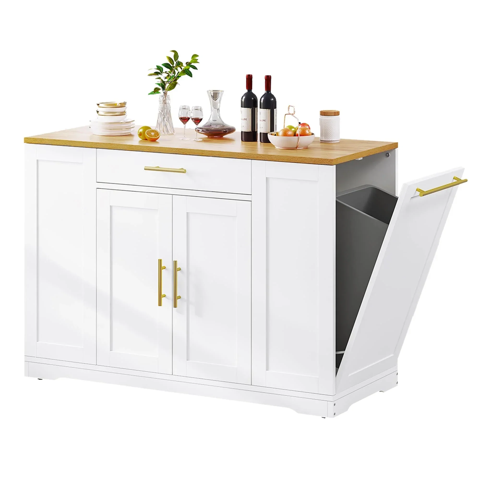 Moasis 53-inch Rolling Kitchen Island Storage Cabinet Portable Mobile Kitchen Cart