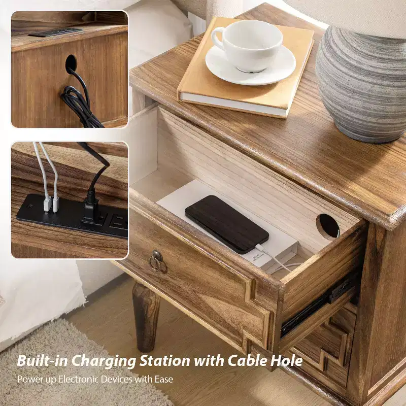 Tikal 28 Tall 2-Drawer End Table Set of 2 | HULALA HOME-WALNUT