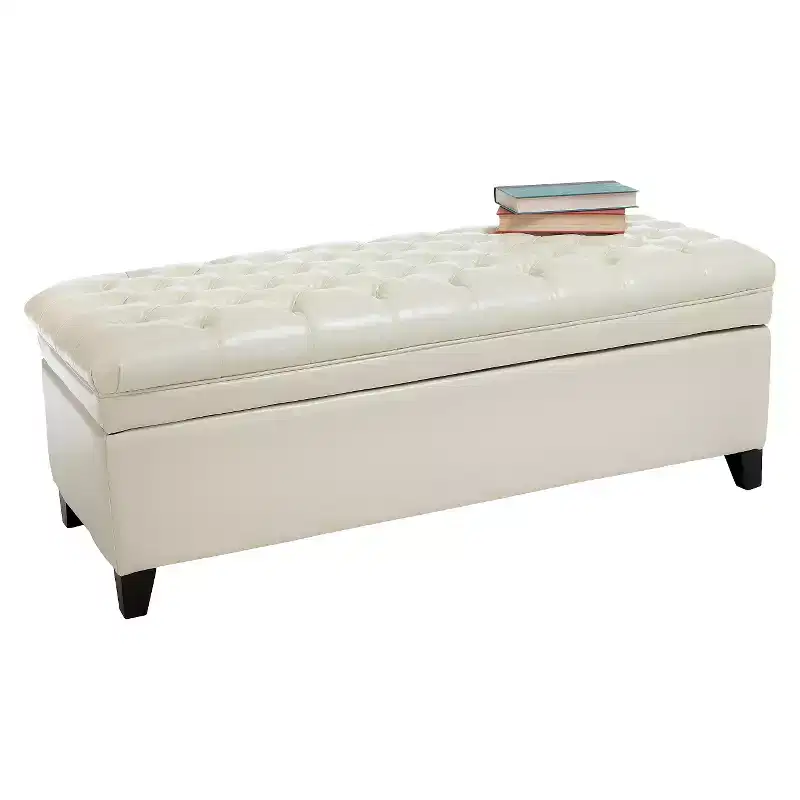 Hastings Tufted Storage Ottoman - Christopher Knight Home: Elegant Bonded Leather, Soft-Close Lid