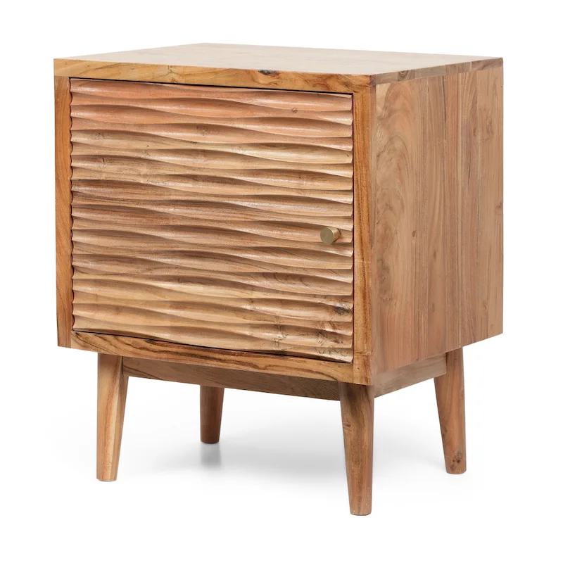 Eakins Handcrafted Boho Acacia Wood Nightstand by Christopher Knight Home