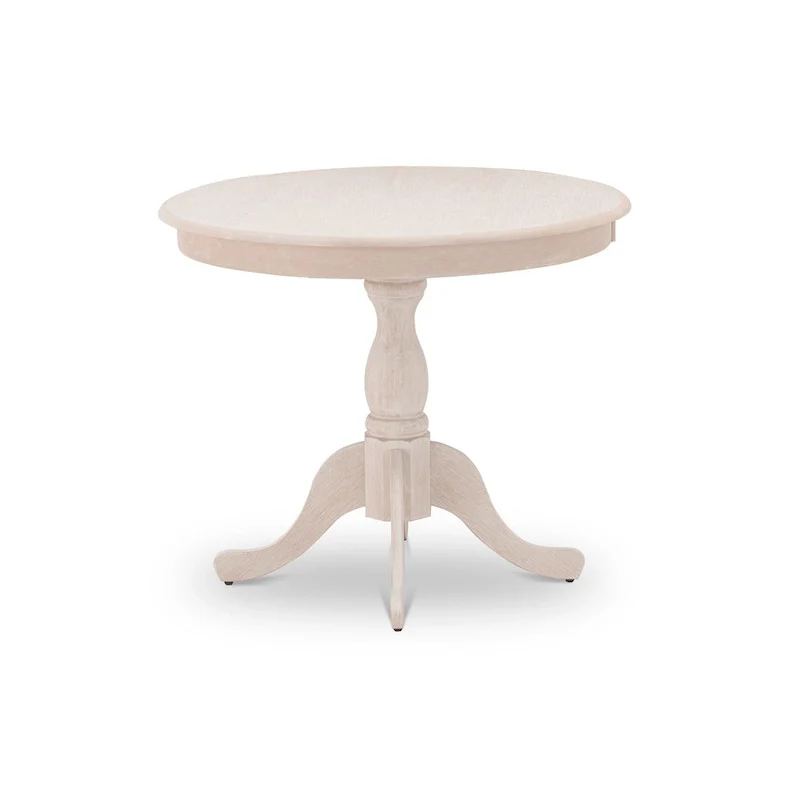 Round Wood Dining Table with Pedestal Base, 36x36 Inch (Multiple Finish Options)