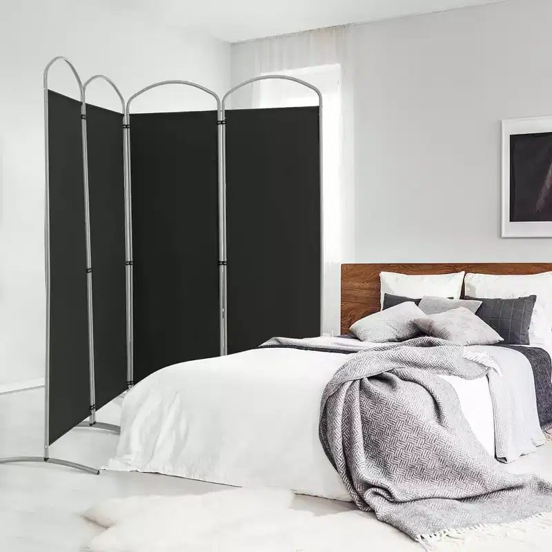 4-Panel Folding Room Divider 6 Ft Tall Fabric Privacy Screen