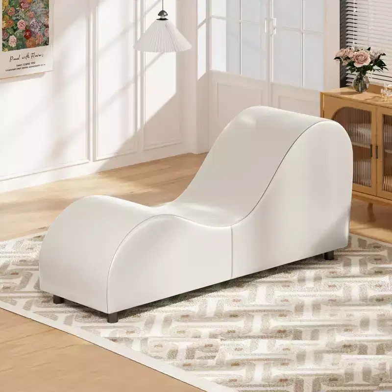 Velvet Yoga Chaise Lounges Chair , Modern Curved Yoga Chairs for Adults for Stretching, Relaxation, Exercise