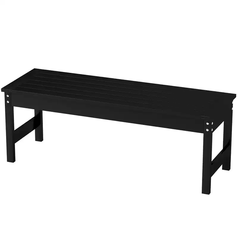47 Outdoor Bench Seat, HDPE All-Weather Garden Bench, Backless Slatted Patio Bench for Yard, Porch, Park