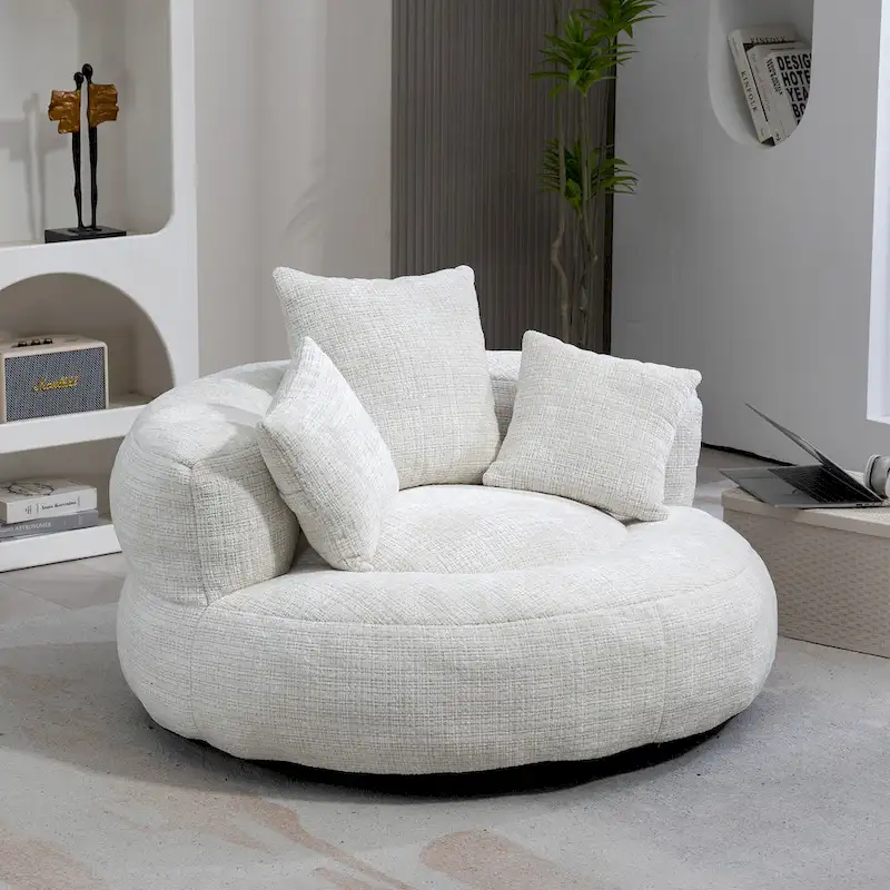HOMEFUN Chenille Upholstered Durable Comfort Lounger High Back Bean Bag Chair