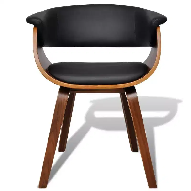 XL Dining Chair Black and brown Faux leather and wood Standard