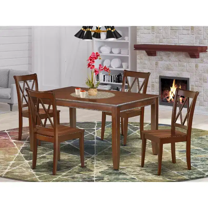 Dining Set 5 Piece - Rectangular Table & 4 Chairs - Modern Farmhouse Style