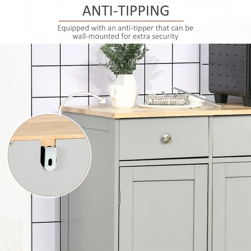 Buffet Cabinet with Drawers and Adjustable Shelves - N/A