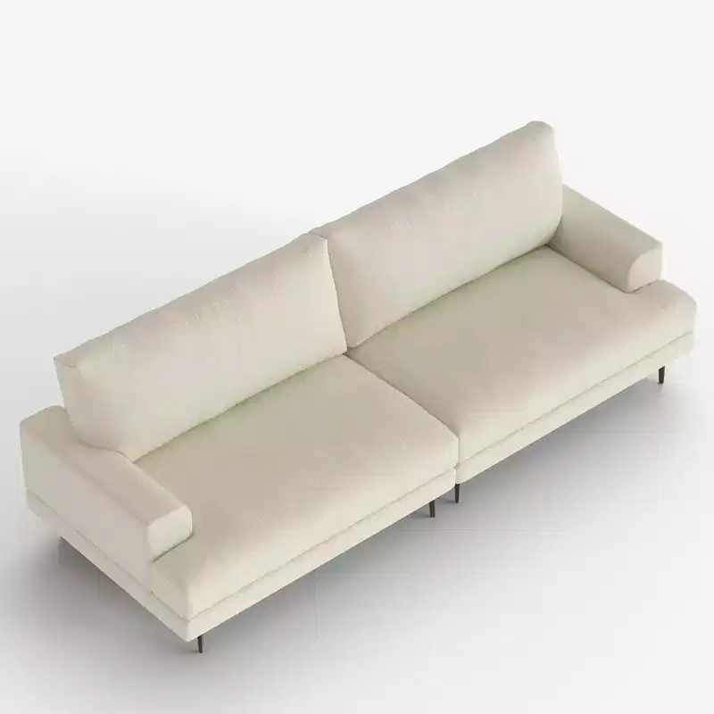 86.61 Modern Cotton Sofa 3 Seater Couch with Down Filled Back Cushions Deep Seat Furniture for Living Room Beige