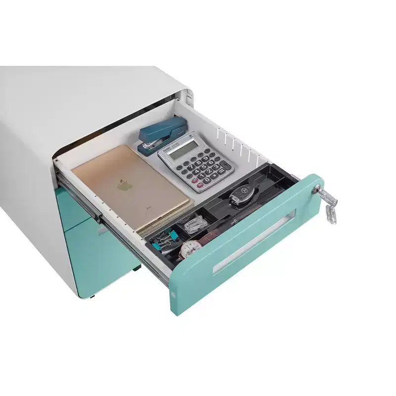 3 Drawer Mobile File Cabinet with Lock, Rolling Under Desk Storage Drawer, Modern Compact Pedestal Cabinet for Home Office