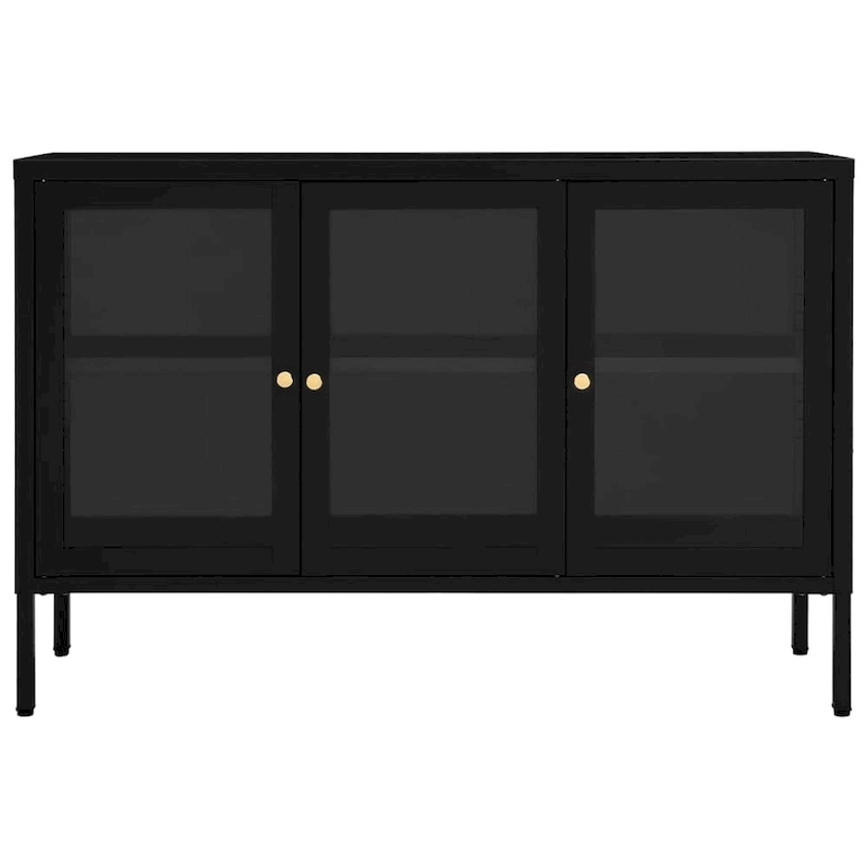 vidaXL Sideboard Black 41.3x13.8x27.6 Steel and Glass